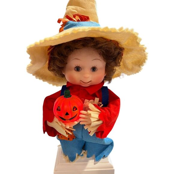VTG Animated Halloween Kids Scarecrow Head & Hands Move 18" Tall Works - Picture 5 of 13